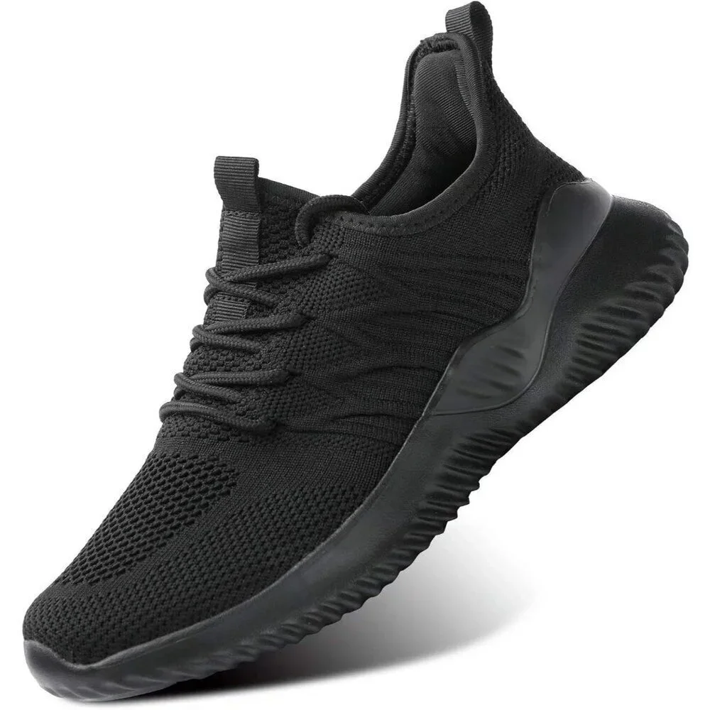 Women's Ladies Walking Running Shoes Slip On Lightweight Tennis Sneakers Black M